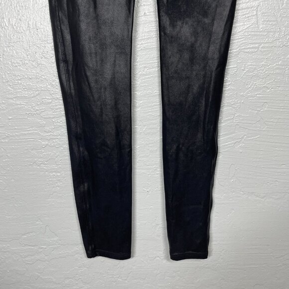 Spanx Women L Black Faux Leather Leggings Contour Power Waistband Compression - Picture 6 of 9
